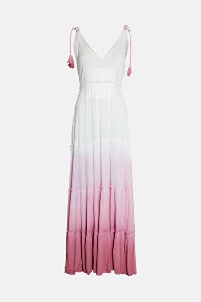 NO BRAND Rochie clasică albă cu bretele roz, decolteu în V lejer, Boohoo 36