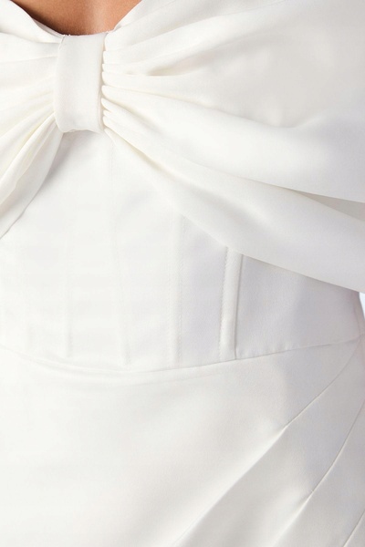 NO BRAND Rochie de mireasă crem, maxi, cu fundă, cu bretele simple, Coast 38