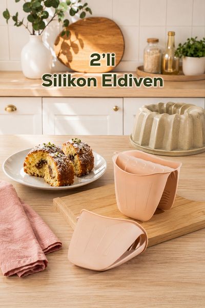 Porsima 33006-1 Silikon 2li Fırın Eldiveni Isı Yalıtımlı Mikrodalga Fırın Ten...