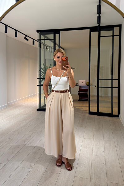Sezgi Tekin Pleated Stone Tencel Pants