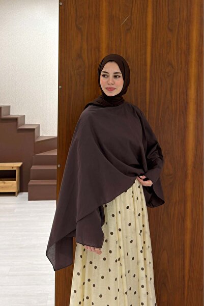 Faya Boutique Brown Violine Collar Detailed Cape Polka Dot Skirt Set