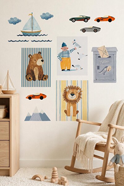 MSticker Sailor and Car Themed Children's Room Poster Wall Sticker Set |   Se...