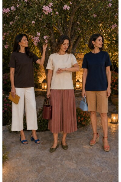 modi Green Premium 3-Pack Unisex Oysho Regular Oversize Crew Neck T-Shirt Pack
