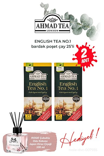 Ahmad Tea 25 Cups of Tea Bags 2 Packs of English Tea No.1 and Room Fragrance