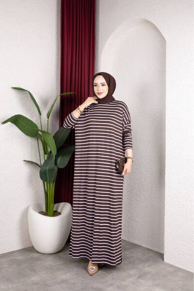 MODAMÜNASİP Wonderful Combed Cotton Striped Wear Out Function Dress the Dress...