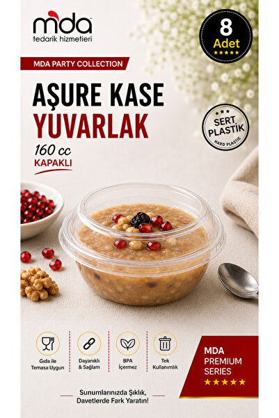 SMARTPACK Kristal Aşure Kasesi Yuvarlak 8'li Kapaklı