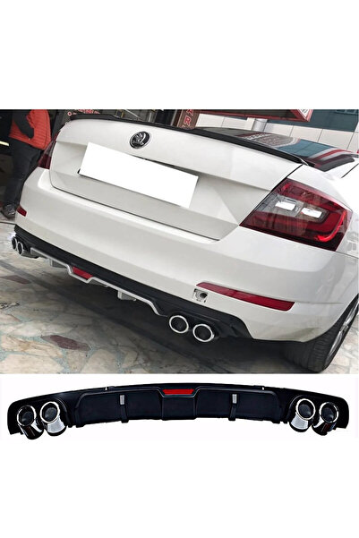 HasAkman Skoda Octavia Siyah Difüzör 4 Krom Egzoz Görünümlü Difizör Arka Ek B...