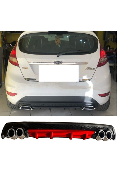 HasAkman Ford Fiesta MK7 Kırmızı Difüzör Çiftli Yuvarlak Egzoz Görünümlü D Ti...