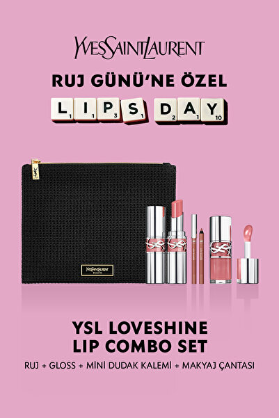 Yves Saint Laurent YSL Loveshine Nude Lavalliere Lip Combo Seti - Çanta Hediy...