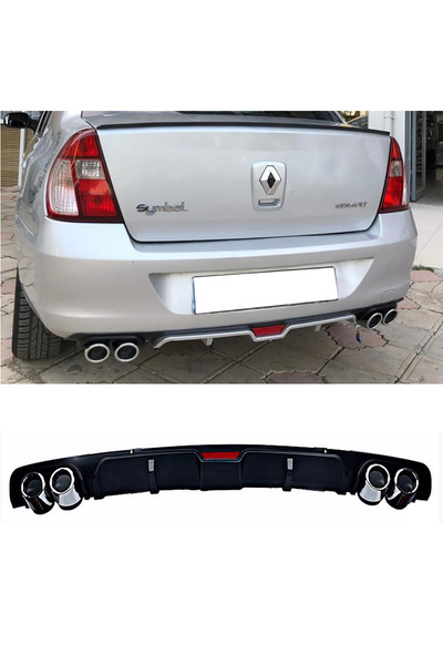 HasAkman Renault Clio Symbol Siyah Difüzör 4 Krom Egzoz Görünümlü Difizör Ark...