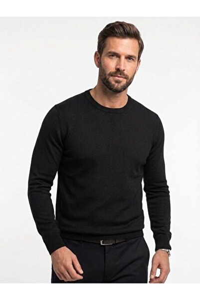 ONNO Men's Zero Collar Tricot Sweater with Elastic Waist, Steel Knitting, Cla...