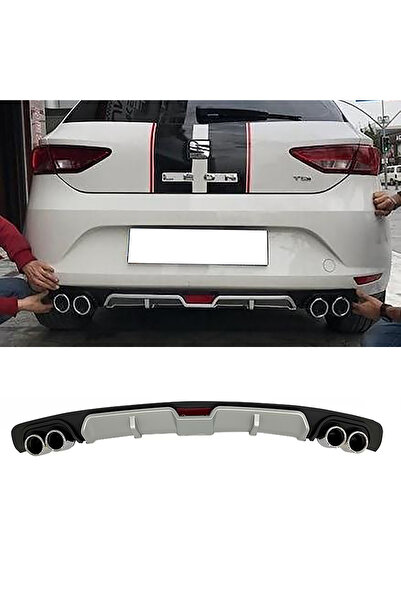 HasAkman Seat Leon Mk3 Style Gri Difüzör 4 Krom Egzoz Görünümlü Difizör Arka ...