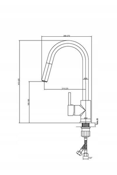 Invena Baterie de chiuvetă ELIA cu pipă extractibilă, negru BZ-89-W04-C