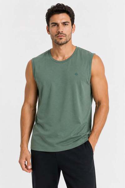 ModaPlaza Men's Flamlı Single Jersey Zero Sleeve T-Shirt 2752