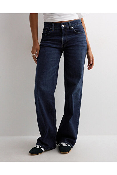 Messy Girls Navy Blue Low Waist Wide Leg Jeans