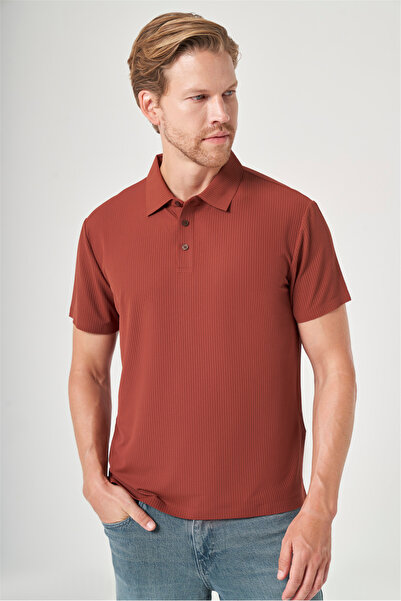 İmza Red Polo Collar Short Sleeve Relaxed Fit Flexible Non-Frizz Collar Techn...