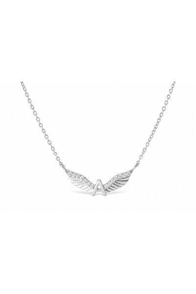 ED Fine Jewelry 925 Ayar Gümüş Mini Harf Kolye | Zirkon Taşlı Melek Kanadı Ta...