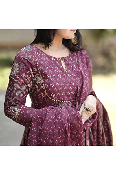 MYSMAR Purple Rayon Salwar Kameez Dupatta - ALV2016-Purple-Size-M-38-Inches