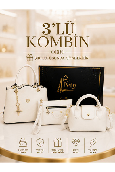 PefyBaby 3-Piece Women's Bag Set: Beige Shoulder Bag, Mini Bag, and Portfolio...