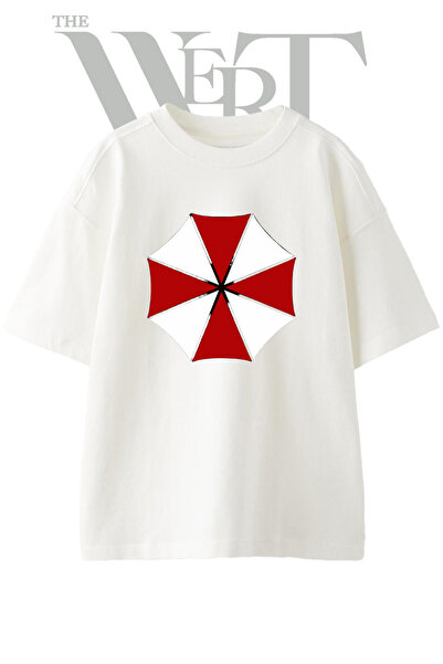 THEWERT Umbrella Corp dizajn, štampana unisex bela majica prevelikog kroja