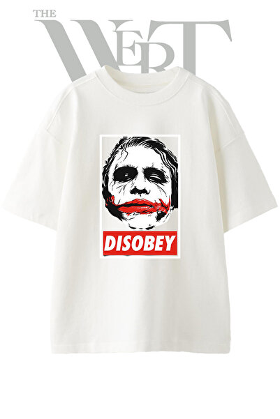 THEWERT Μπλουζάκι Joker Disobey με στάμπα Unisex σε λευκό χρώμα oversize