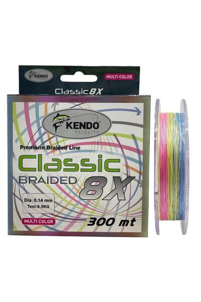 Kendo Classic 8X 300mt 0.14mm 8.5kg Örgü İp Misina Multi Color