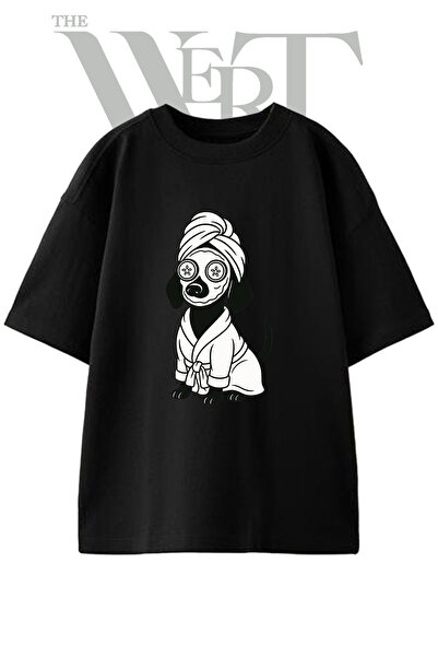 THEWERT Dachshund Spa Design T-shirt sa printom, unisex, crna, velika veličina