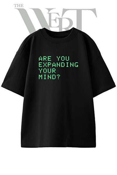 THEWERT Σχέδιο κειμένου Pixel Art με στάμπα, Unisex Μαύρο Oversize T-shirt
