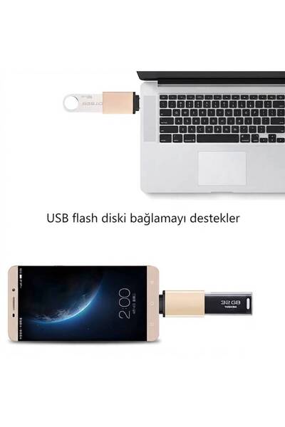 TEKNOTİMER Siyah Küçük ve Kullanışlı Type-c Usb 3.1 Dönüştürücü Adaptör