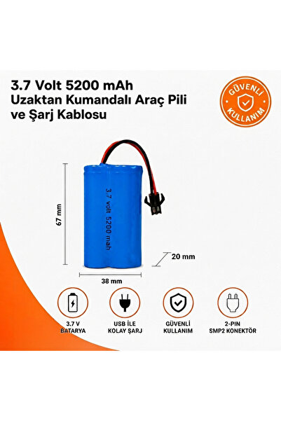 MAMSHOP ORION 3.7V 5200mAh RC Oyuncak Araba Pili – SM-2P Soket