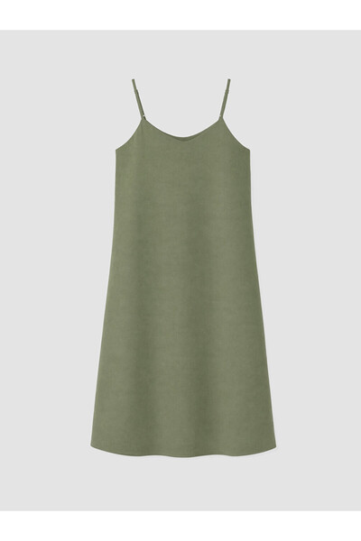 LC Waikiki Khaki V-Neck Rope Strap Mini Dress