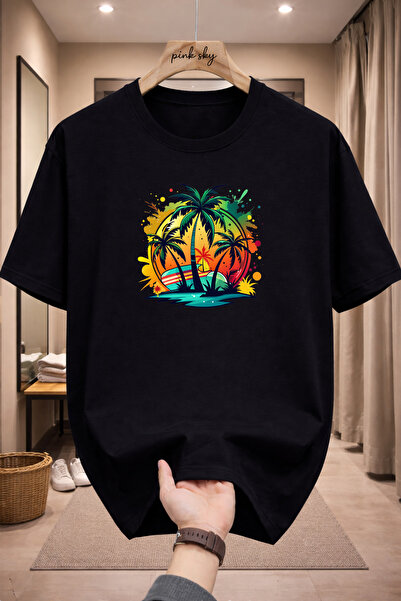 Pink Sky Premium Oversize T-Shirt 100% Cotton Unisex Comfortable Fit Trending...