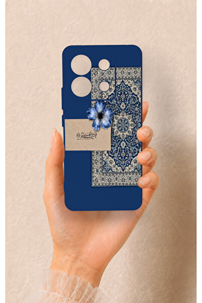 Vip Case Redmi Note 13 Pro 5G Uyumlu Mavi Etnik Halı Desenli Silikon Kılıf