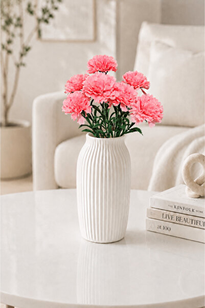 MD Aspiz Flowers Yapay Çiçek 7li Lüx pembe karanfil Demeti 42 cm ( Saksısız )...