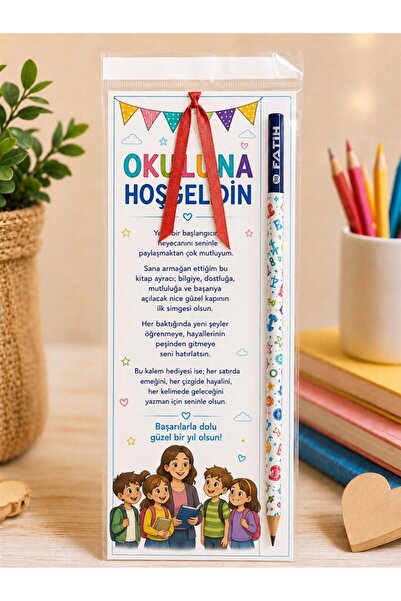 Fatih Kurşun Kalem ve Kurdele Aksesuarlı Kitap Ayracı Sınıfına, Okuluna Hoş G...