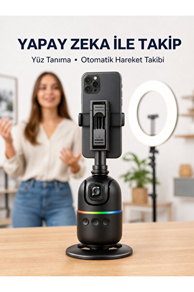 alemdarshop Phone and Camera Compatible 360 °   Smart Table Tripod with Autom...