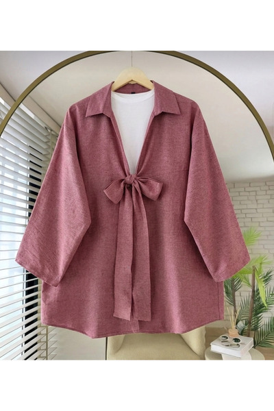 MOONSC Cămașă kimono cu legătură în față, Hijab modern, Kimono elegant pentru...