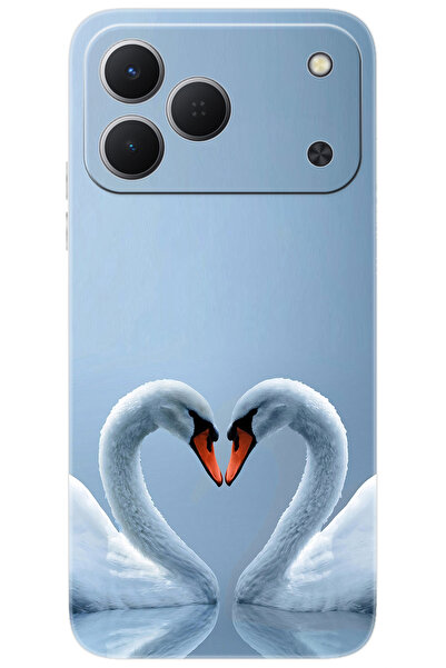 TECNO Spark 50 4G (KN4n) Uyumlu Kılıf Desen Baskılı Silikon Kuğ ve Kalp STK:3...