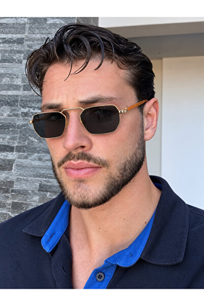 PİYESBOUTİQUE Sion Men's Square Rectangular Eşref Single Sunglasses, Uv400 Pr...