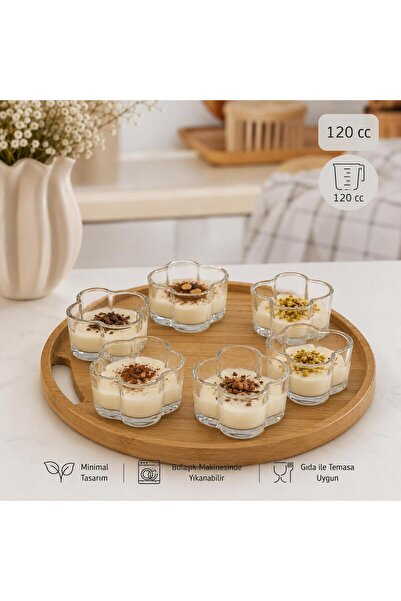MODA OZY 6 lı Cam Puding Tatlı Dondurma Kahvaltılık Kase Seti Çerezlik Magnol...
