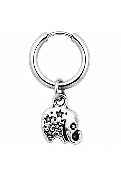 Blisse Piercing Unisex Silver Color Surgical Steel Dangle Star Patterned Elep...