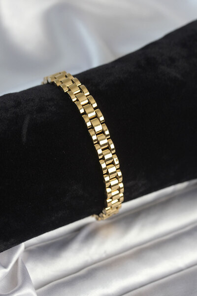 Mega Bazaar 316L Steel Gold Color 7 mm Thickness Men's Bracelet