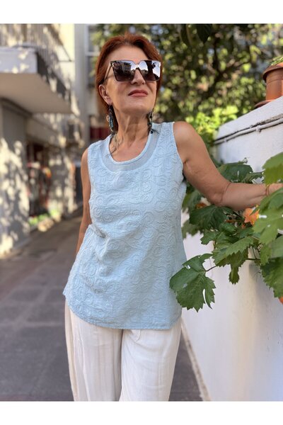 DenizEge Daisy bluza bez rukava cijan