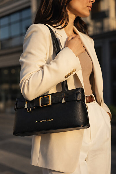 Just Polo Women's Shoulder Bag with Gold Accessories Premium Design