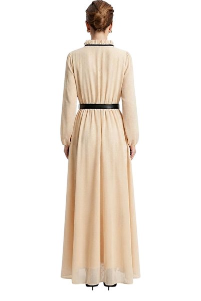 NO BRAND Women's Elegant Beige Jalabiya Maxi Dress