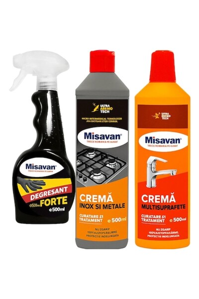 Misavan Set Promoțional Bucătărie Misavan: Cremă Inox, Detartrant, Multi-supr...