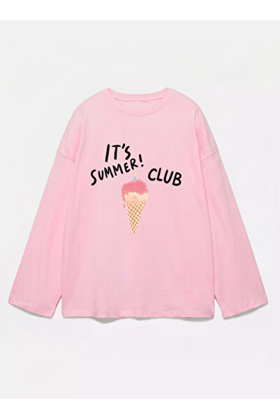 Disante 100% bumbac, croială supradimensionată, imprimeu de vară - Tricou cu ...