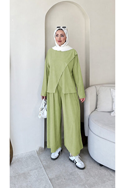 Miraydın Butik بدلة نسائية سيمترية مع بنطلون M2633 - أخضر كويست