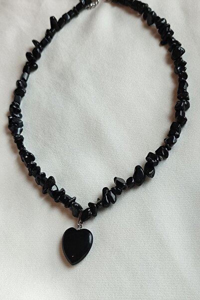 LADIN DOGALTAŞ Certified Labradorite Cracked Natural Stone Heart Necklace