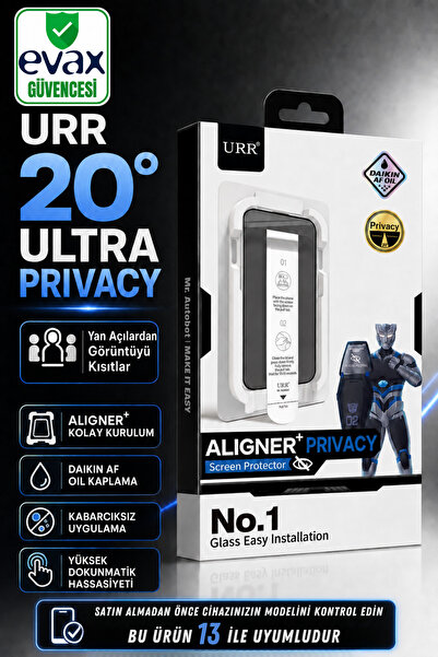 Evax [URR Hayalet] iPhone 13 Uyumlu 20° Hayalet Cam Ekran Koruyucu, Kolay Kur...